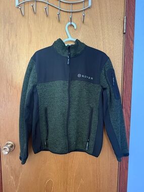 Roper Olive & Black Panel Fleece Zip Jacket